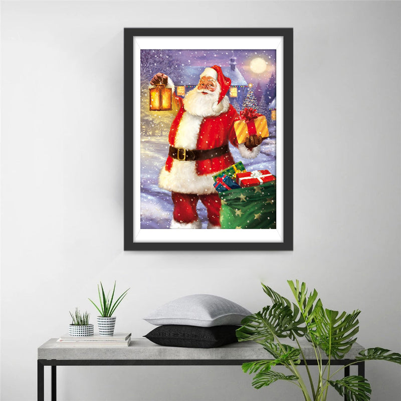 Weihnachtsmann und Geschenksack Diamond Painting