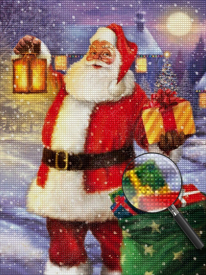 Weihnachtsmann und Geschenksack Diamond Painting