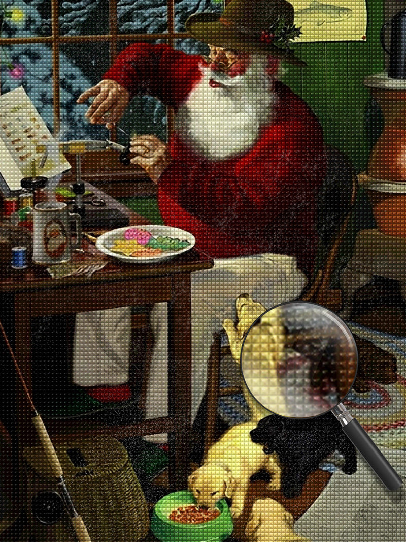 Weihnachtsmann und Hunde Diamond Painting