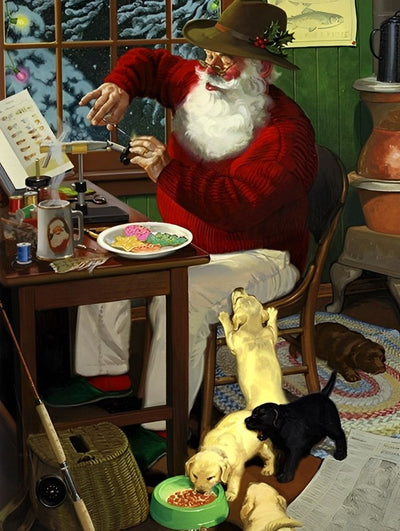 Weihnachtsmann und Hunde Diamond Painting