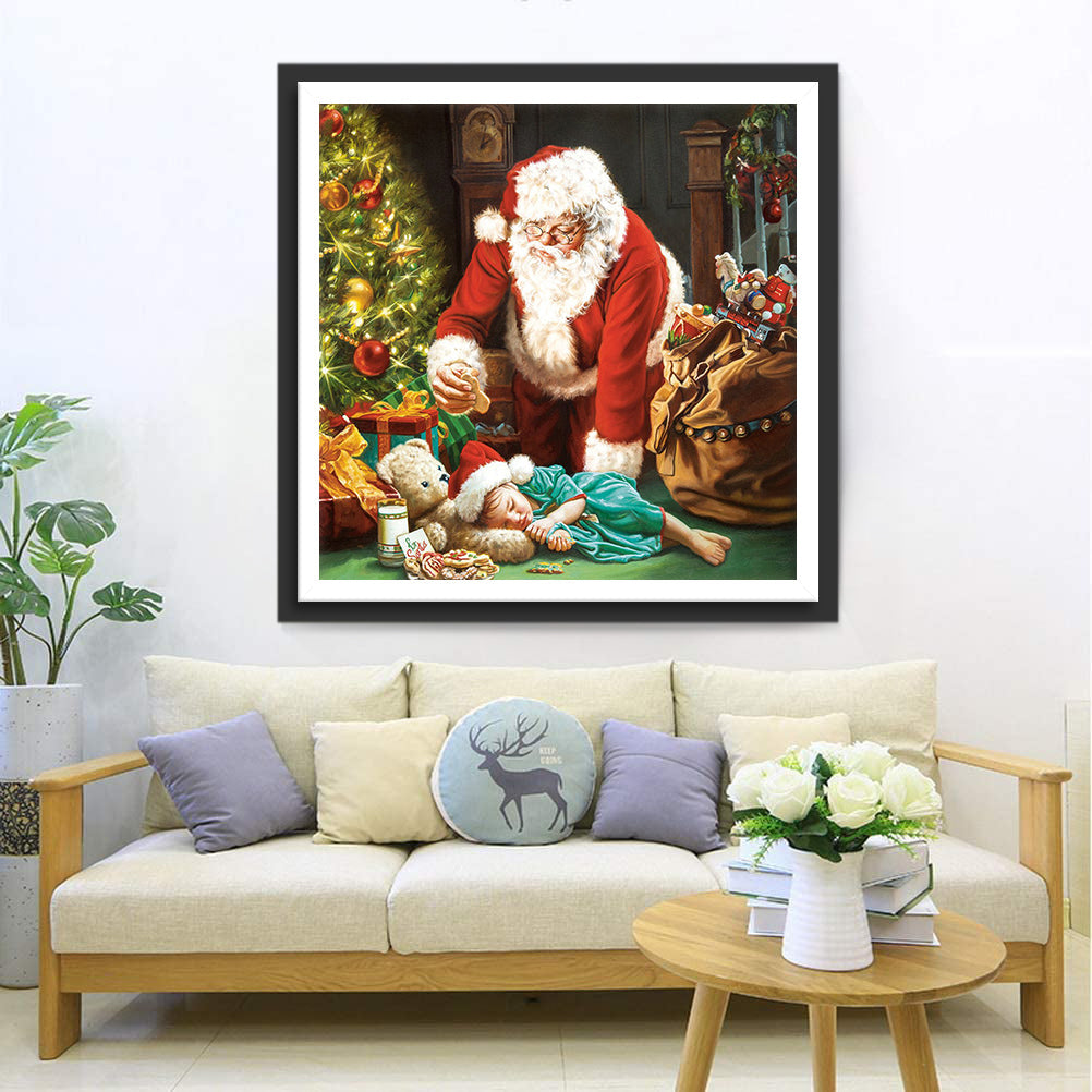 Weihnachtsmann und Kind Diamond Painting