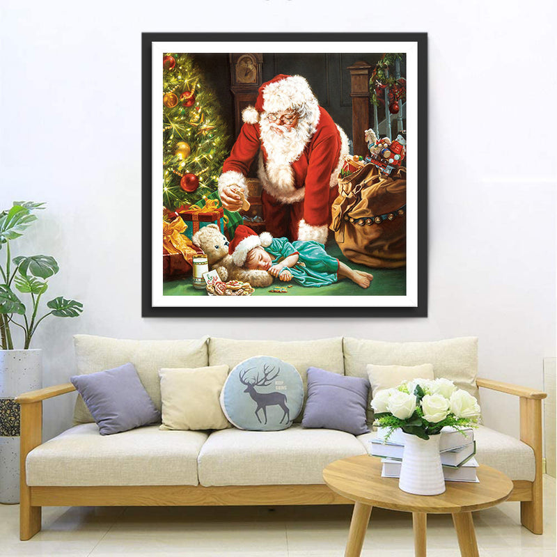 Weihnachtsmann und Kind Diamond Painting