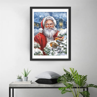 Weihnachtsmann und kleine Vögel Diamond Painting