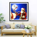Weihnachtsmann und Ren unter dem Vollmond Diamond Painting