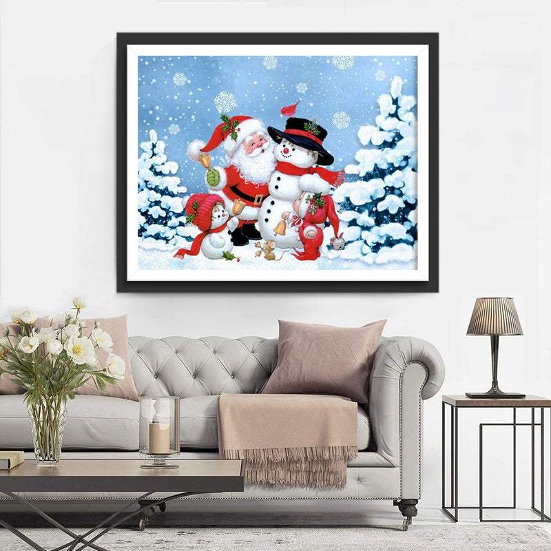 Weihnachtsmann und Schneemann Diamond Painting