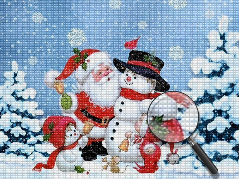 Weihnachtsmann und Schneemann Diamond Painting