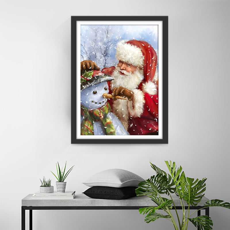 Weihnachtsmann und Schneemann Diamond Painting