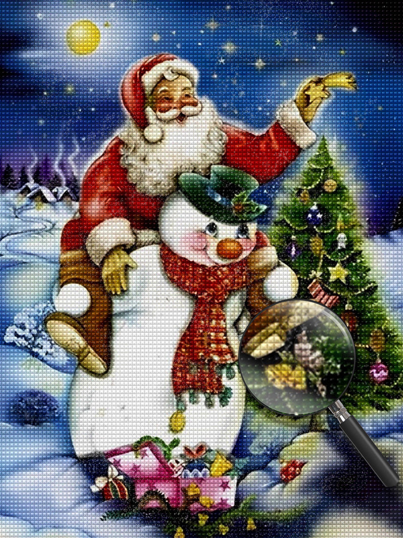 Weihnachtsmann und Schneemann Diamond Painting