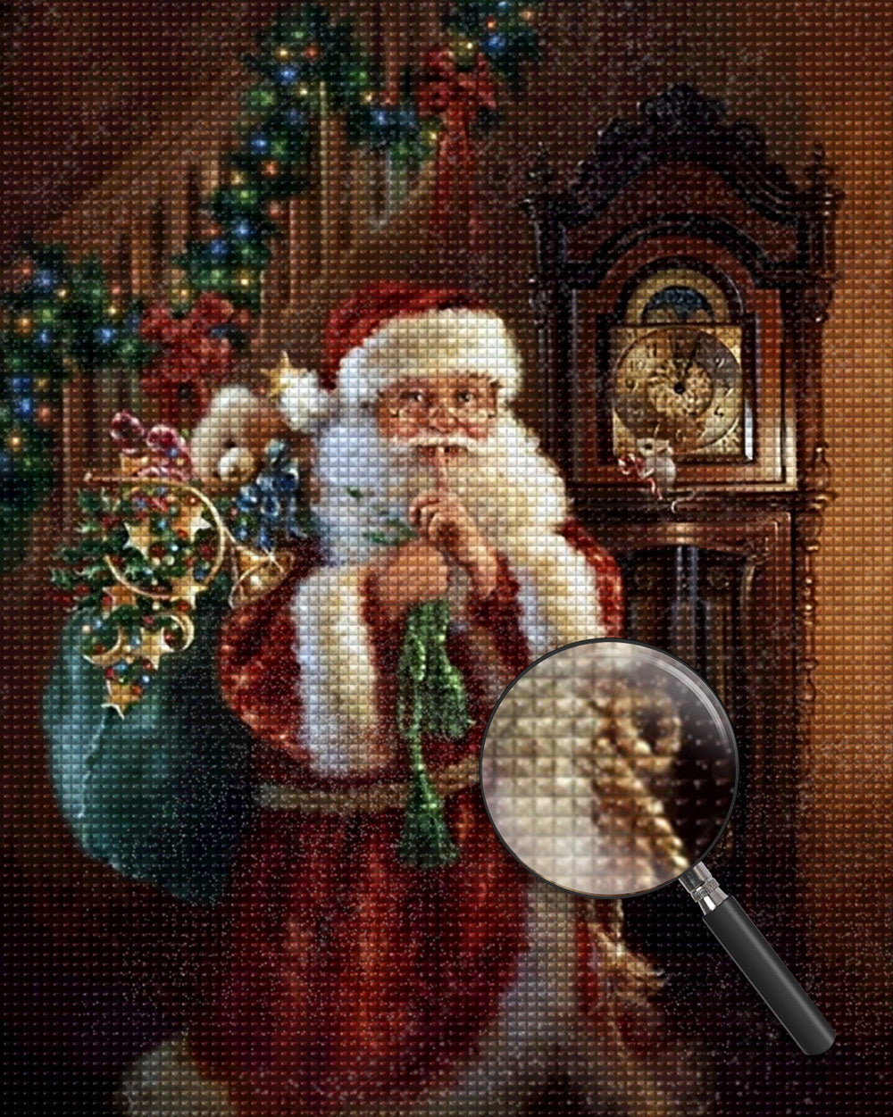 Weihnachtsmann vor der Uhr Diamond Painting