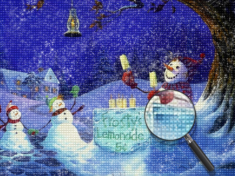 Weihnachtsschneemänner in der Nacht Diamond Painting