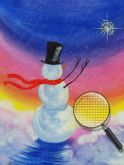 Weihnachtsschneemann im Polarlicht Diamond Painting