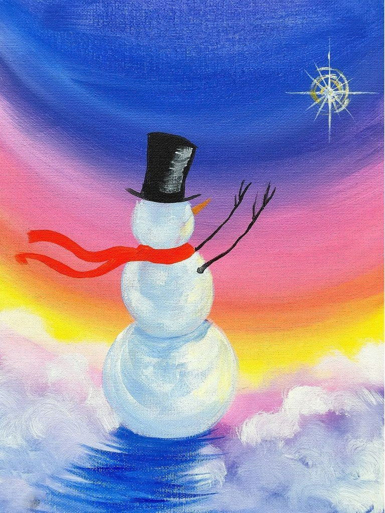 Weihnachtsschneemann im Polarlicht Diamond Painting