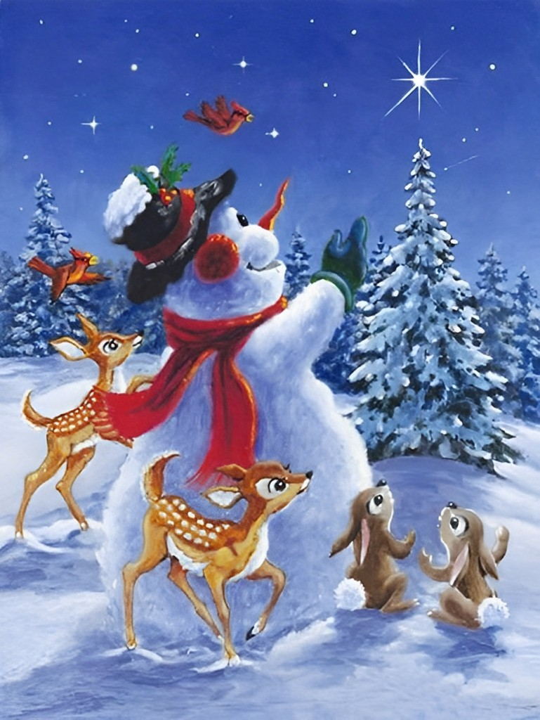 Weihnachtsschneemann Sterne Tiere Diamond Painting