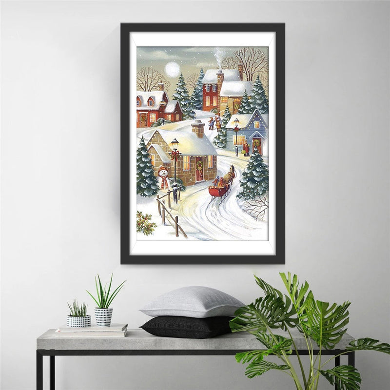 Weihnachtsstadt im Winter Diamond Painting