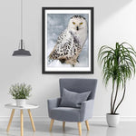 Weiße Eule im Schnee Diamond Painting