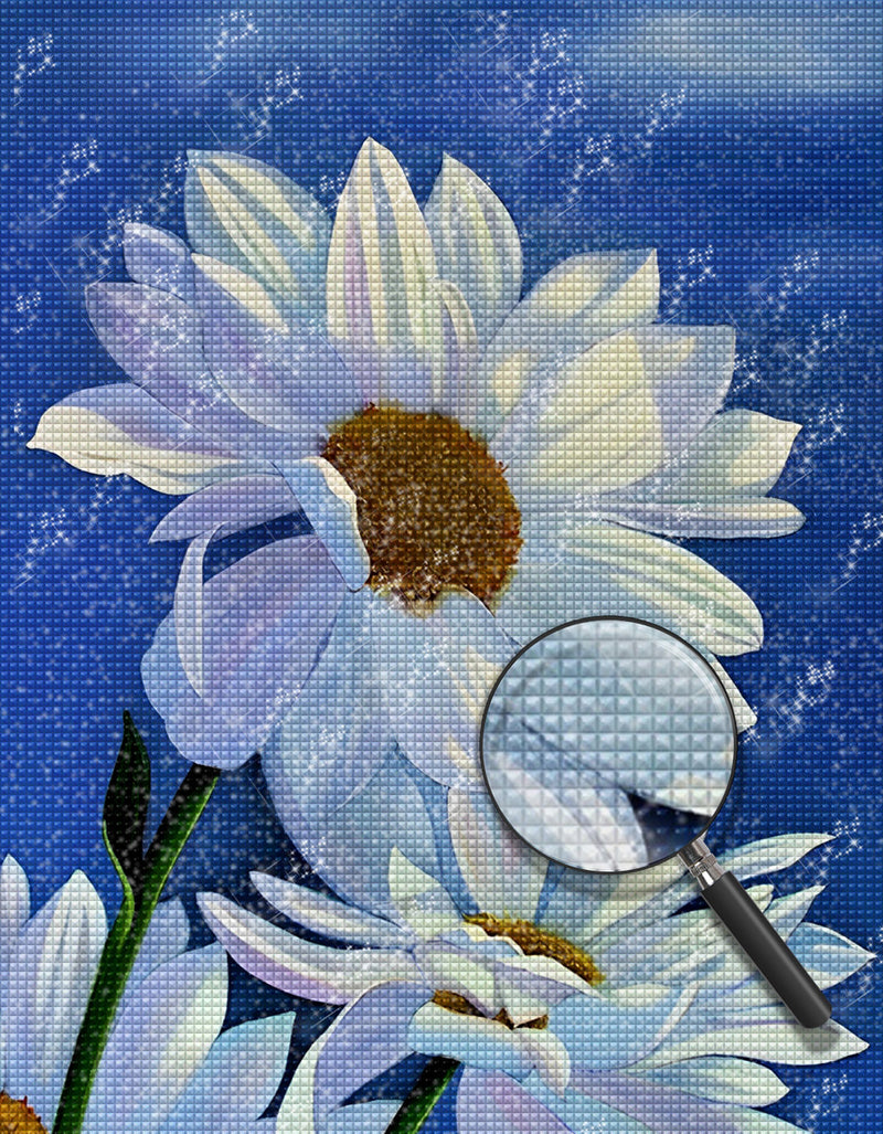 Weiße Gänseblümchen Diamond Painting