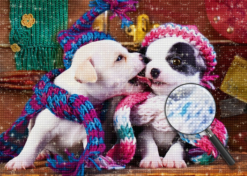 Weiße Hunde mit Schals Diamond Painting