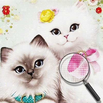 Weiße Katze und graue Katze Diamond Painting