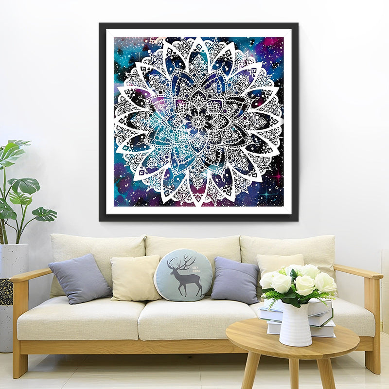 Weiße Lotus Mandala Diamond Painting