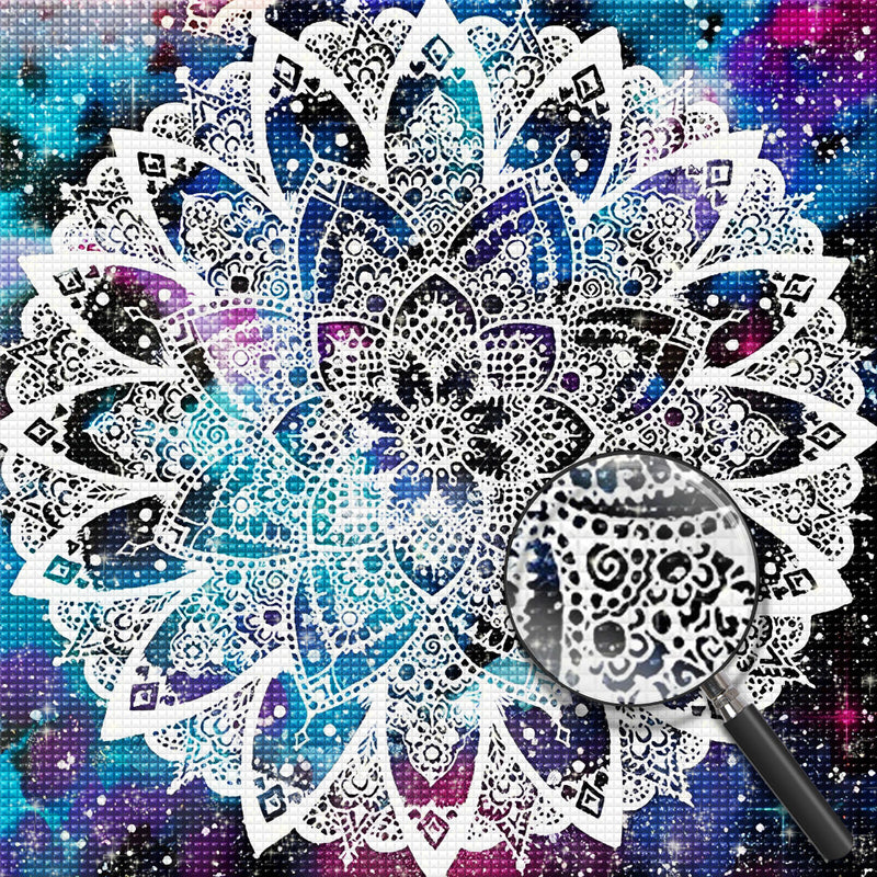 Weiße Lotus Mandala Diamond Painting