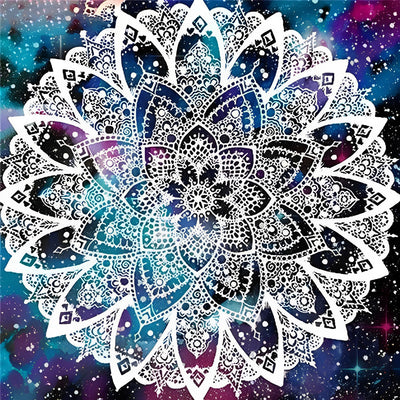 Weiße Lotus Mandala Diamond Painting