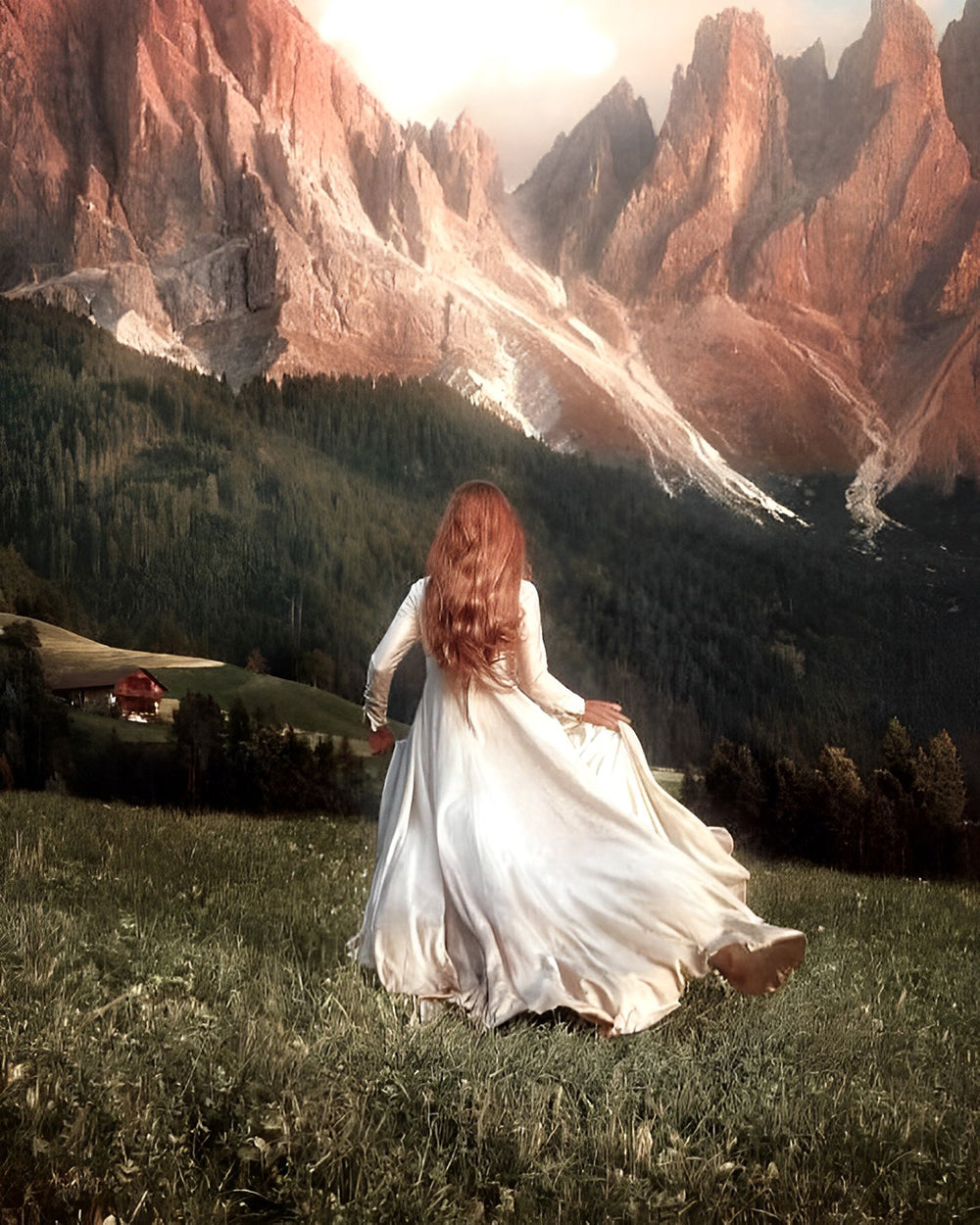 Weiße Schönheit in den Bergen Diamond Painting