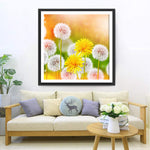 Weiße und gelbe Pusteblumen Diamond Painting