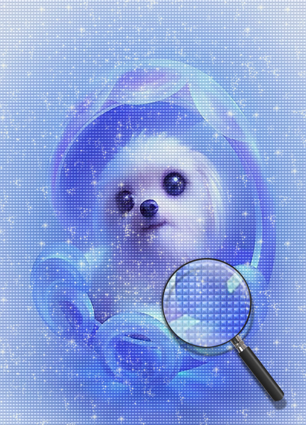 Weißer Hund im Kristallapfel Diamond Painting