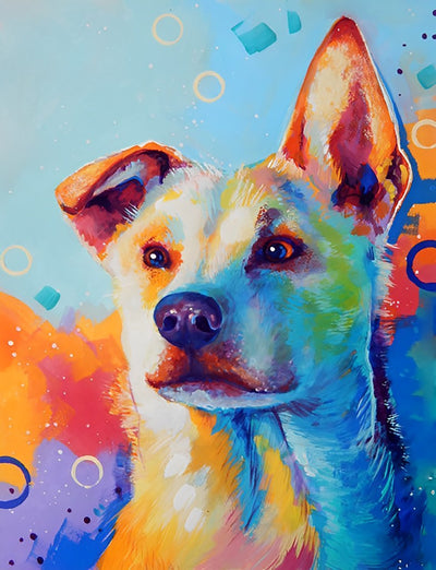 Weißer Hund in Wasserfarben Diamond Painting