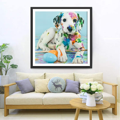 Weißer Hund mit Ölfarbe Diamond Painting