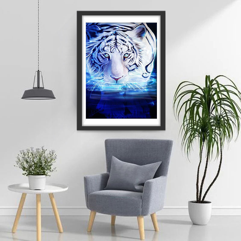 Weißer Tiger auf dem Wasser Diamond Painting