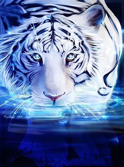 Weißer Tiger auf dem Wasser Diamond Painting