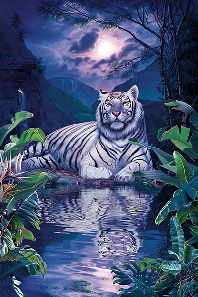 Weißer Tiger im Wald Diamond Painting