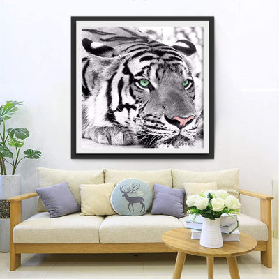 Weißer Tiger mit grünen Augen Diamond Painting