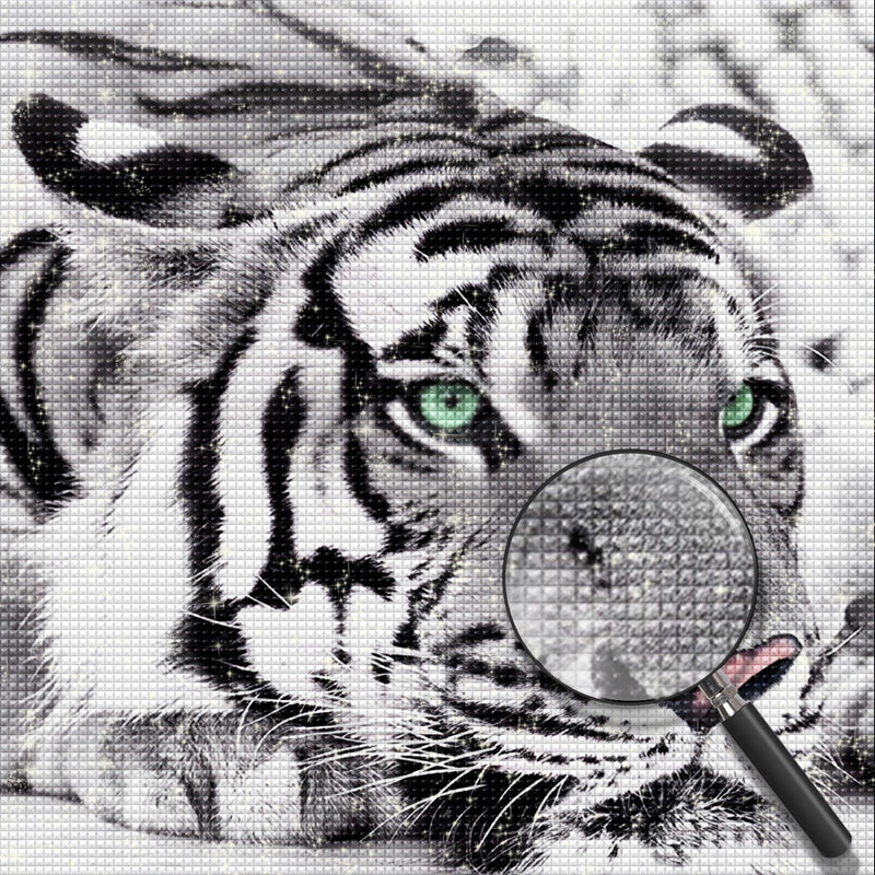 Weißer Tiger mit grünen Augen Diamond Painting