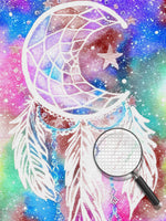 Weißer Traumfänger an die Mondsichel-Form Diamond Painting