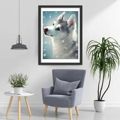 Weißer Wolf im Schnee Diamond Painting