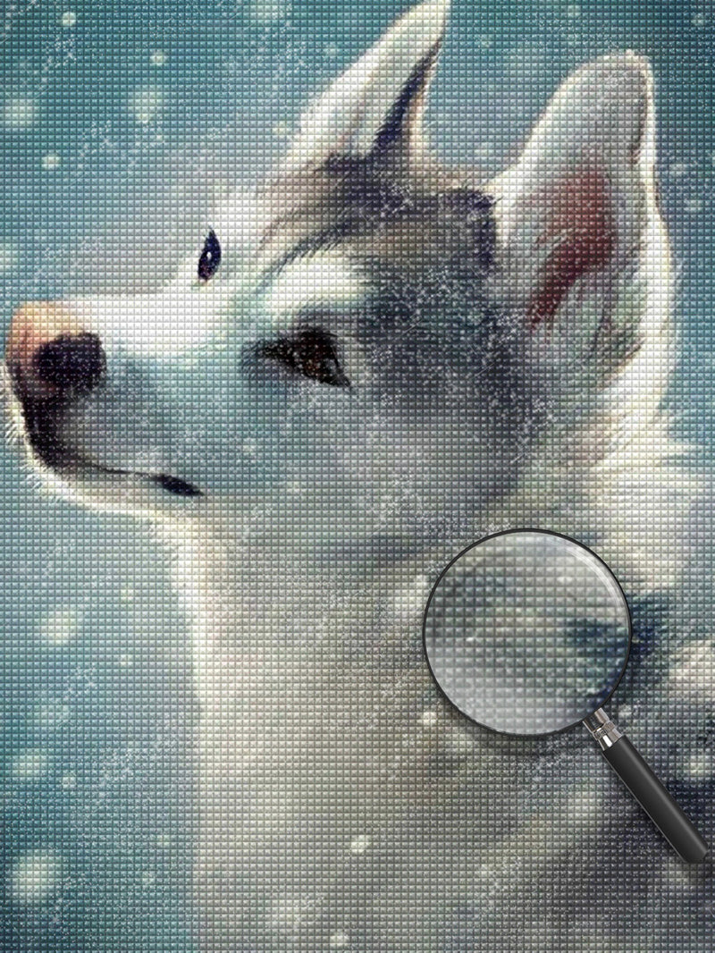 Weißer Wolf im Schnee Diamond Painting