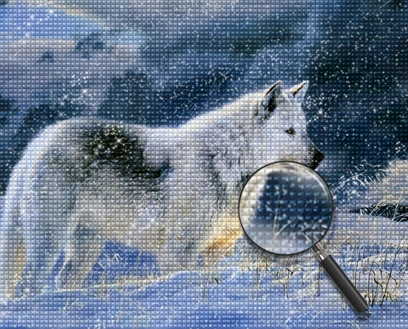 Weißer Wolf im Schnee Diamond Painting