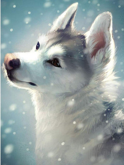 Weißer Wolf im Schnee Diamond Painting