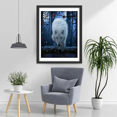 Weißer Wolf im Wald Diamond Painting