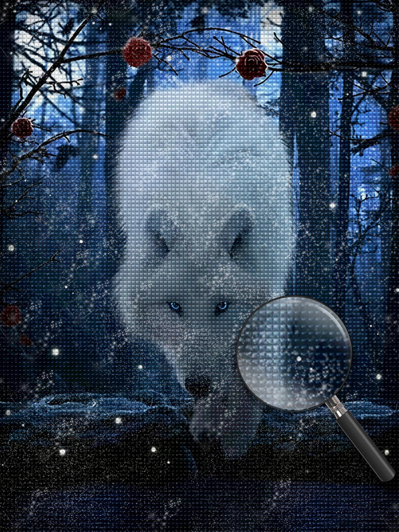 Weißer Wolf im Wald Diamond Painting