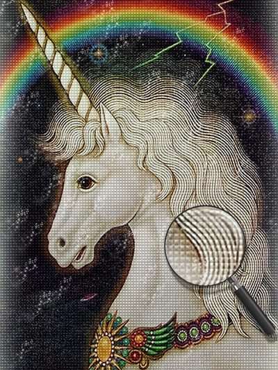 Weißes Einhorn und Regenbogen Diamond Painting