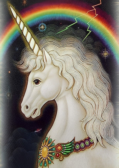 Weißes Einhorn und Regenbogen Diamond Painting