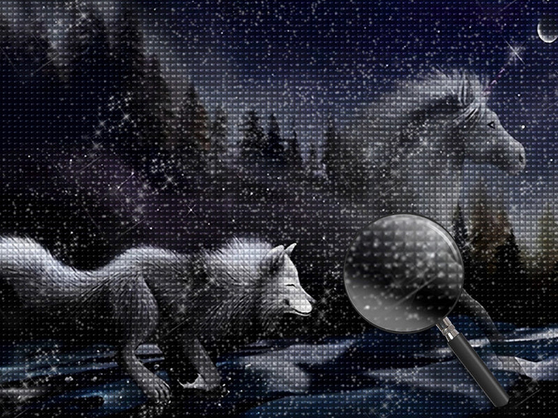 Weißes Einhorn und Wolf Diamond Painting