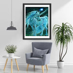Weißes Einhorn unter Sternenhimmel Diamond Painting