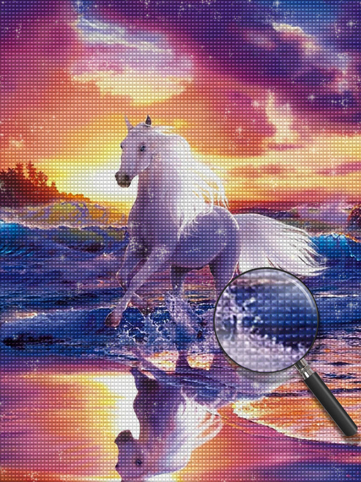 Diamond Dotz Set „Weißes Pferd“ – Ca. 30,5x30,5 Cm, Malen Mit Diamanten – Inkl. Werkzeug & Steinchen