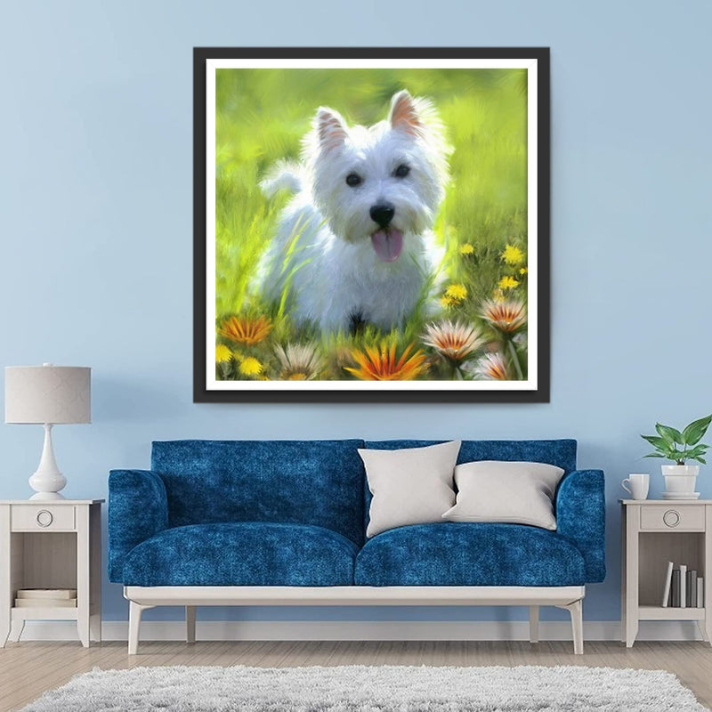 Westie-Hund auf dem Gras Diamond Painting