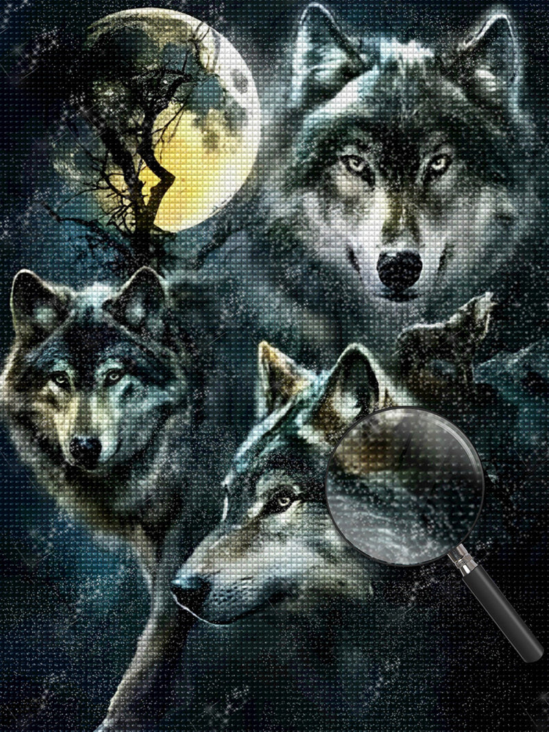 Wölfe Vollmond Diamond Painting