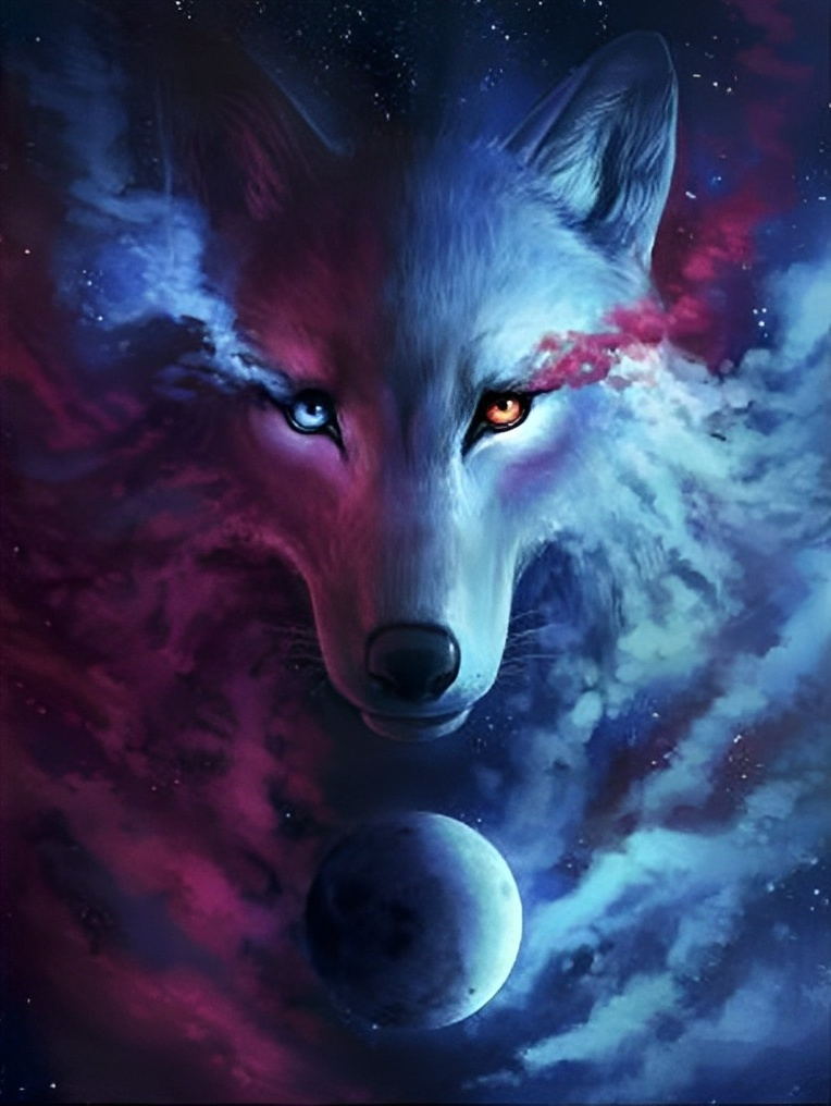 Wolf am Himmel Diamond Painting